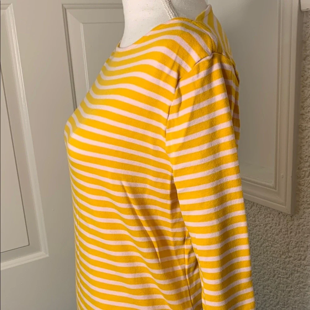 Isaac Mizrahi Essential Yarn Dye Stripe 3/4 Sleeve Top Size Medium Yellow Pink - Picture 4 of 7
